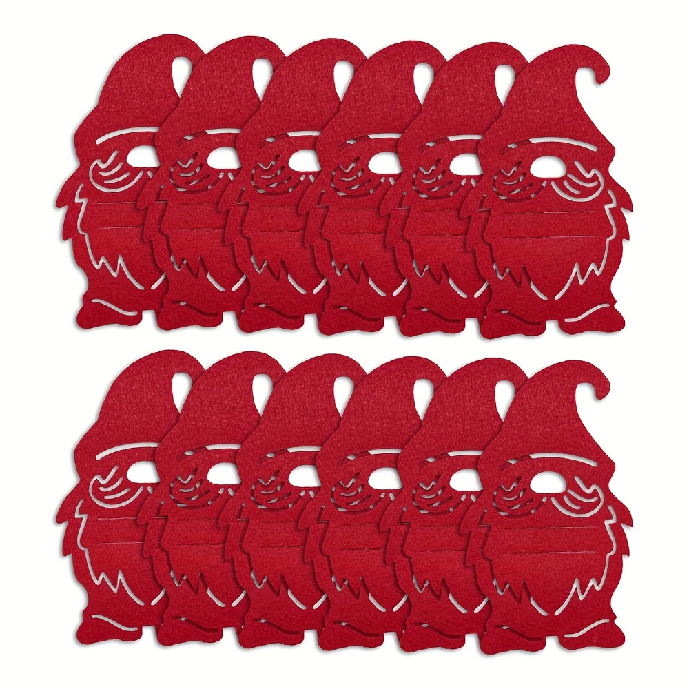 Image of 12pcs Christmas Felt Placemats, Gnome Design, Christmas Knife And Fork Clips, Felt Placemats, Christmas Party Table Decoration For Your Holiday Party Table, Suitable For Christmas And Holiday Parties