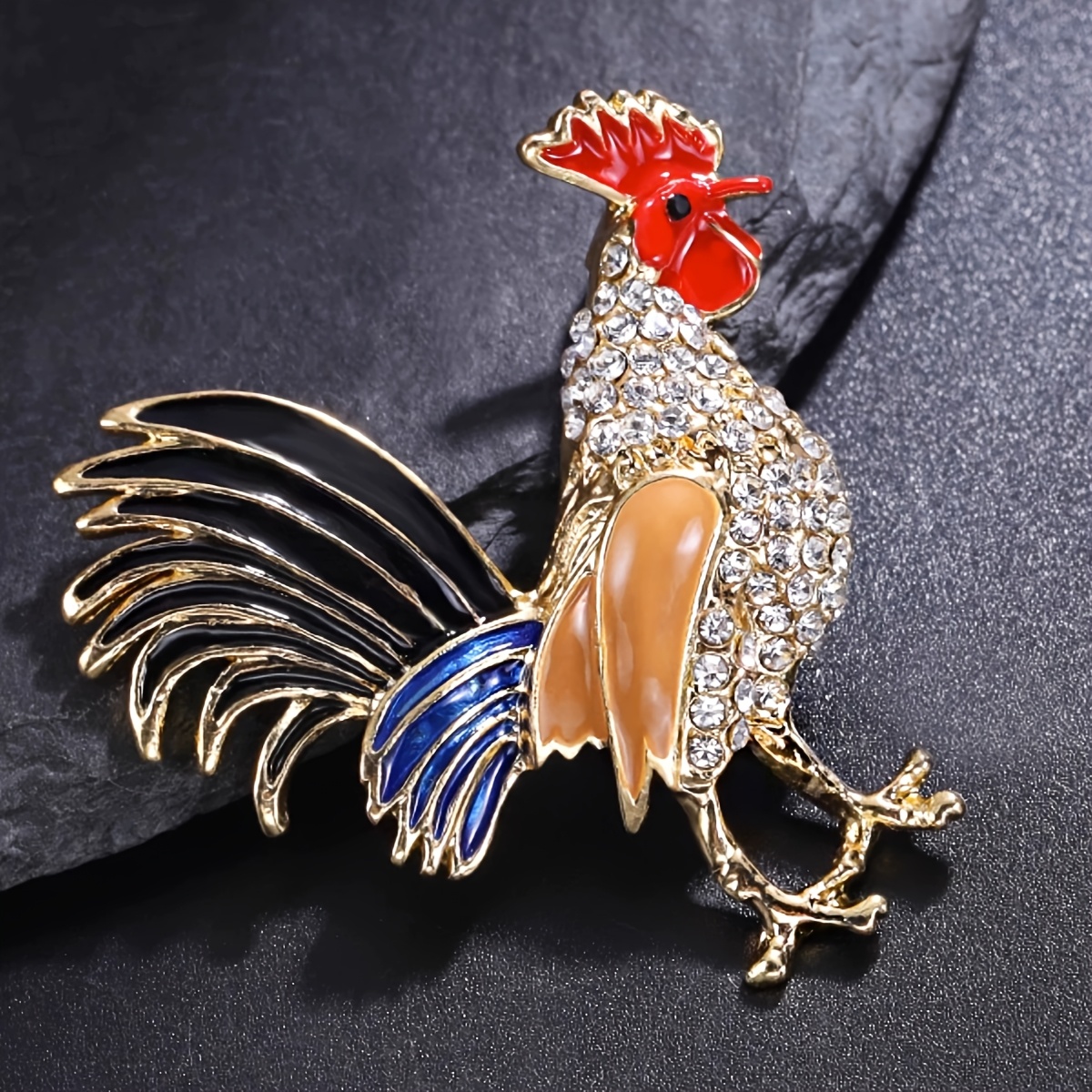 E-shop ESSHPULE Strass-Hühnerbrosche - Retro Niedliches Tierkreis-Hühner-Accessoire für Damen & Herren, Funkelnde Jacket-/Corsage-Brosche als Geschenk