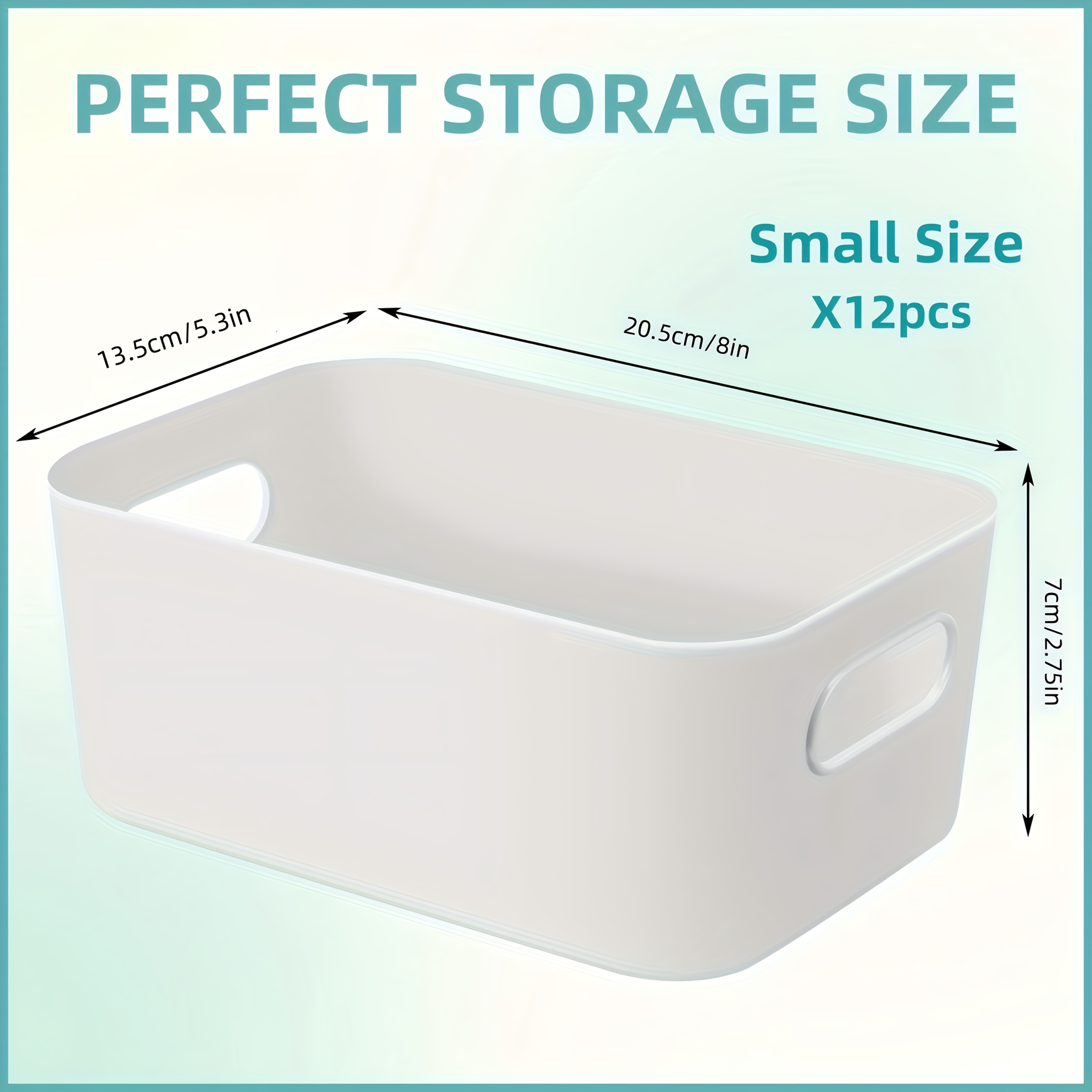 TEMU 12pcs Compact Multipurpose Storage Bins With Handles - Ideal For Kitchen, Bathroom, Office & Dorm Organization