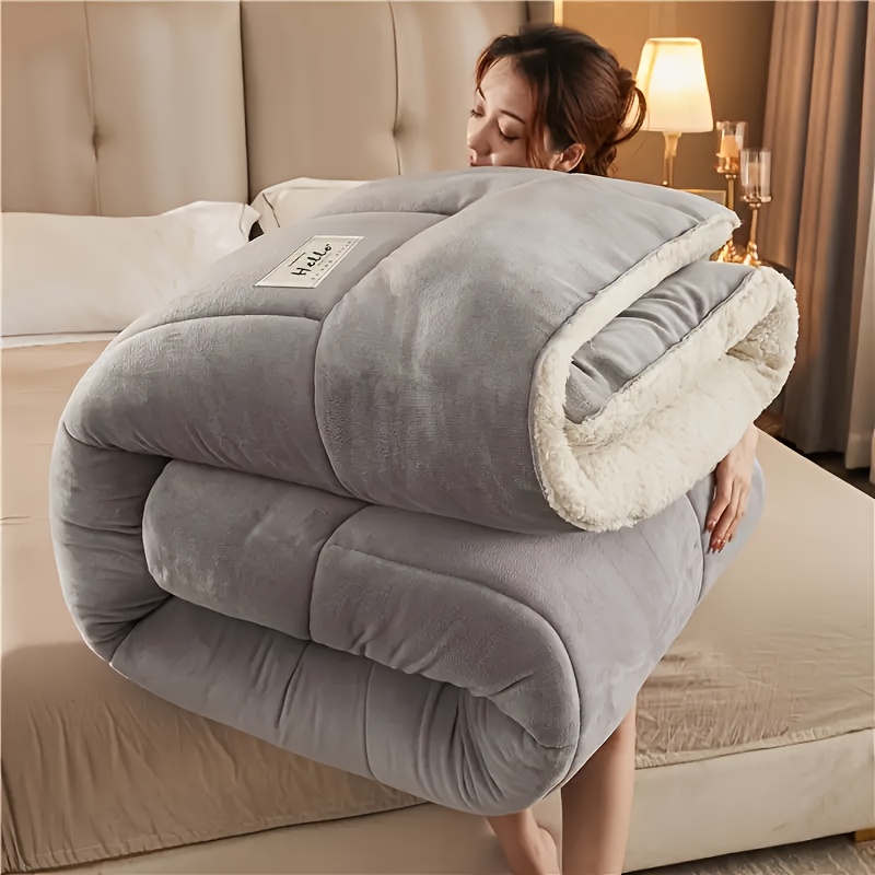 1pc   comforter   quilted   breathable box stitch solid color comforter machine washable bedroom warm autumn and winter comforter details 26