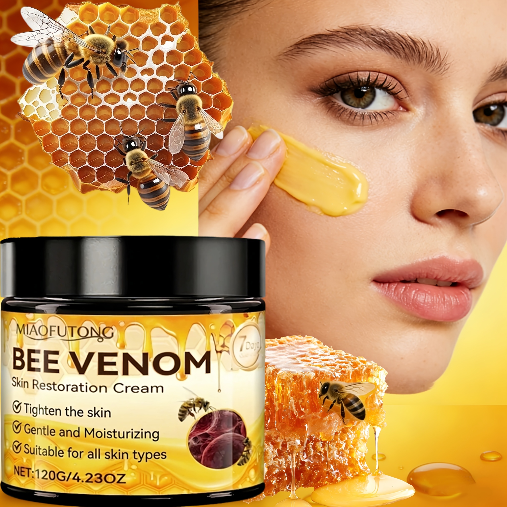 TEMU Bee Venom Face Cream, Moisturizing, Brightening Skin Tone, Firming, Smoothing Skin, Saying Skin, Suitable For Dry Skin, Men And Women, Facial Care, Neck Care