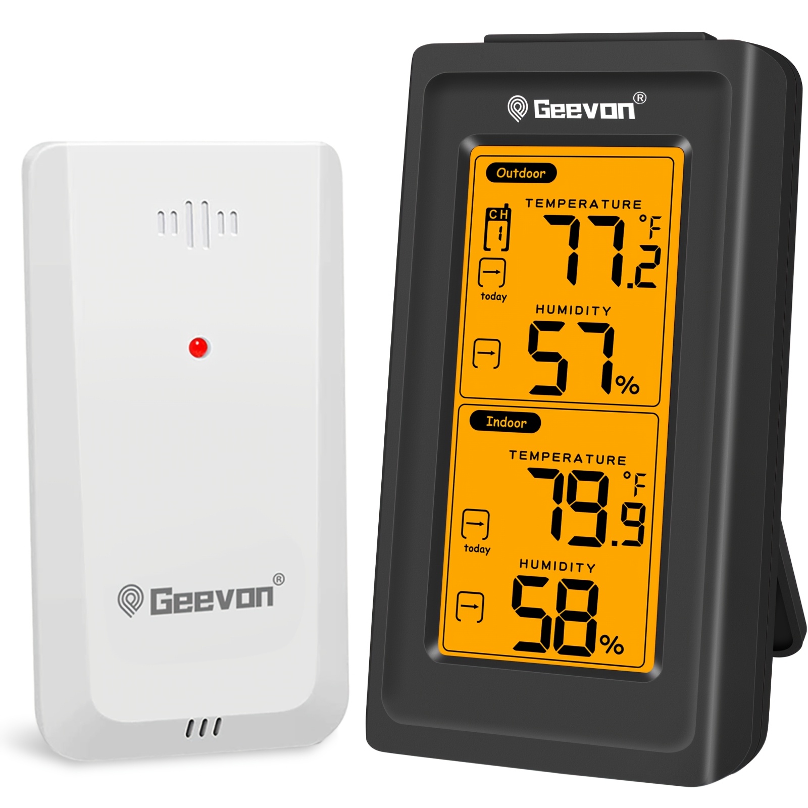 TEMU Geevon Indoor And Outdoor Thermometer And Hygrometer, Wireless Digital Thermometer With Lcd Backlight, Of Receiving From 3 Transmitters, Up To