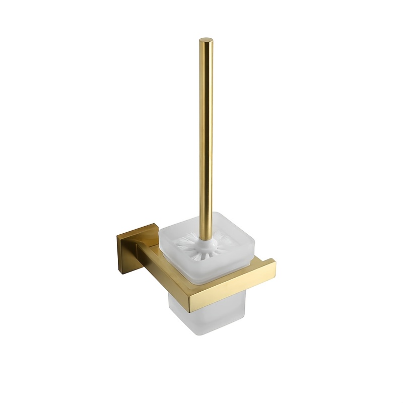Image of European Luxury Golden Metal Toilet Brush Set, Suitable For Bathroom Accessories, With Toilet Brush And Holder
