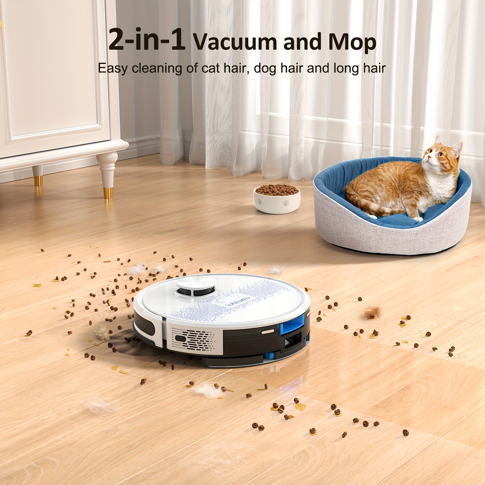 Lubluelu SL60 Plus Robot Vacuum Self Emptying, 4000pa Robot Vacuum And Mop Combo Self-Charging 3 In 1 Robotic Vacuum For Pet Hair Hard Floor Carpet