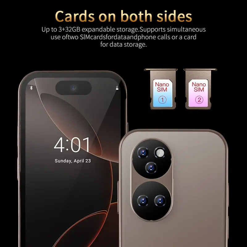 3 32gb smartphone unlocked phone mini phone 2600mah compact and portable standby dual standby support face recognition with earphone phone case type c data cable christmas and new year gift goodies Product details 3