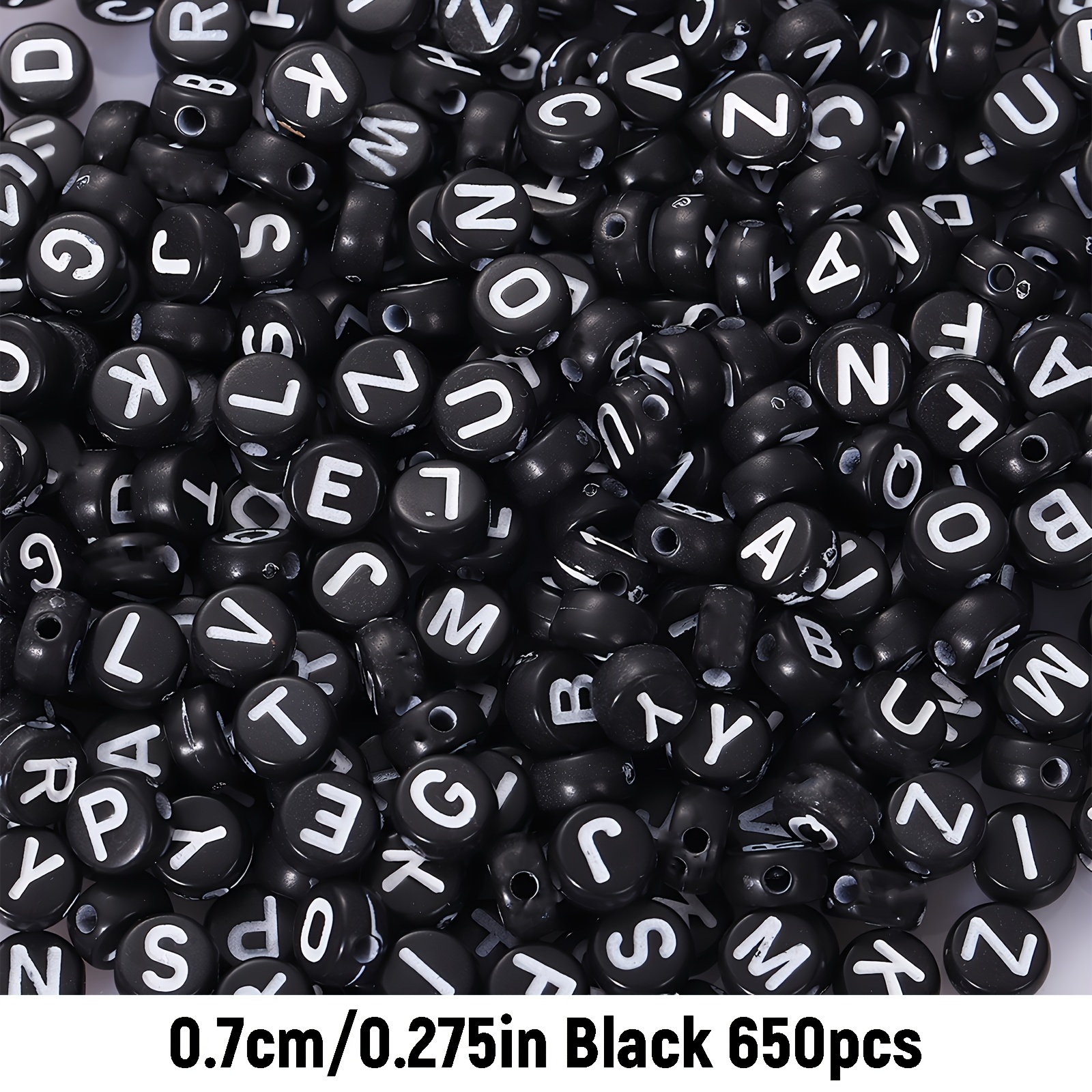 Image of 650pcs Of 4x7mm Black Acrylic Letter Beads For Crafting Jewelry Such As Bracelets, Necklaces, And