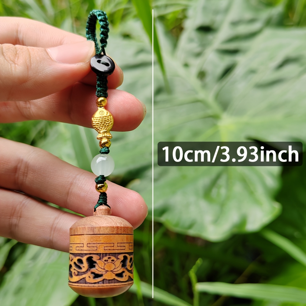 Hand-Carved Wooden Diffuser Pendant Keychain, Openable