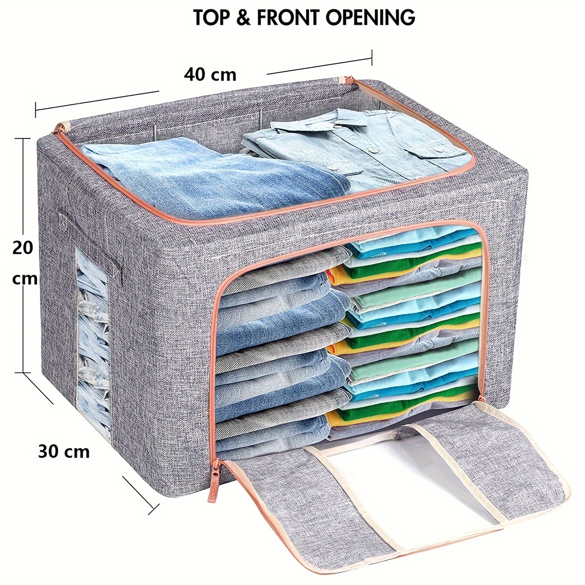 TEMU Foldable Storage Bin With Clear Window Sturdy Polyester Moisture And Dust Resistant