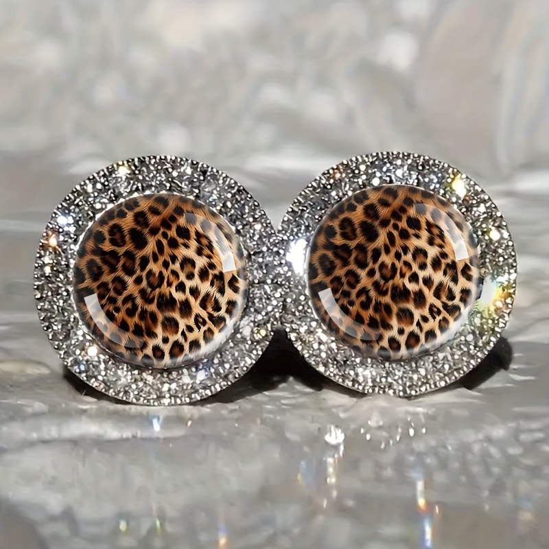 TEMU Circular Earrings Featuring A Sparkling Leopard Print Design, Elegant And Jewelry Perfect For Stylish Outfits, A Great Gift And A Trendy Fashion