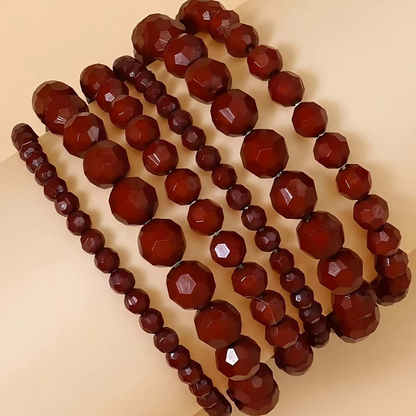 Set Of 6 Beaded Bracelets | Layered Stackable Bangles | Vintage Elegant & Chic Fashion Jewelry Set For Women | Boho Wrist Accessories | Daily & Holiday Wear