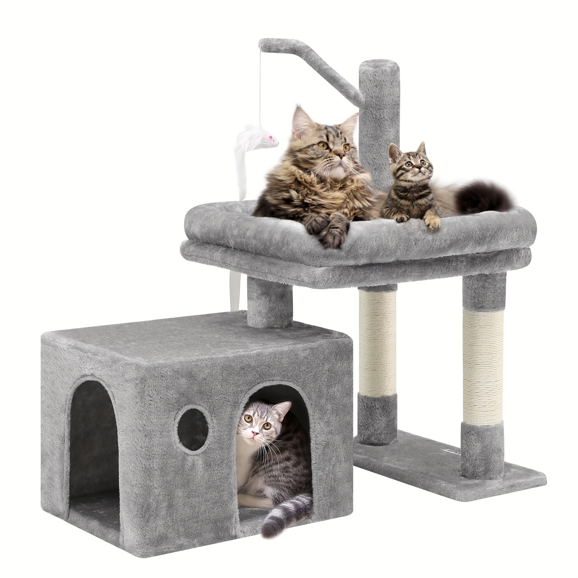 

F32 Cat Stand, 32-inch Short Cat Tree With Extra-large Padded Platform Senior Cat Tree Large Cat Condo For Adults Large Indoor Cat, Kittens