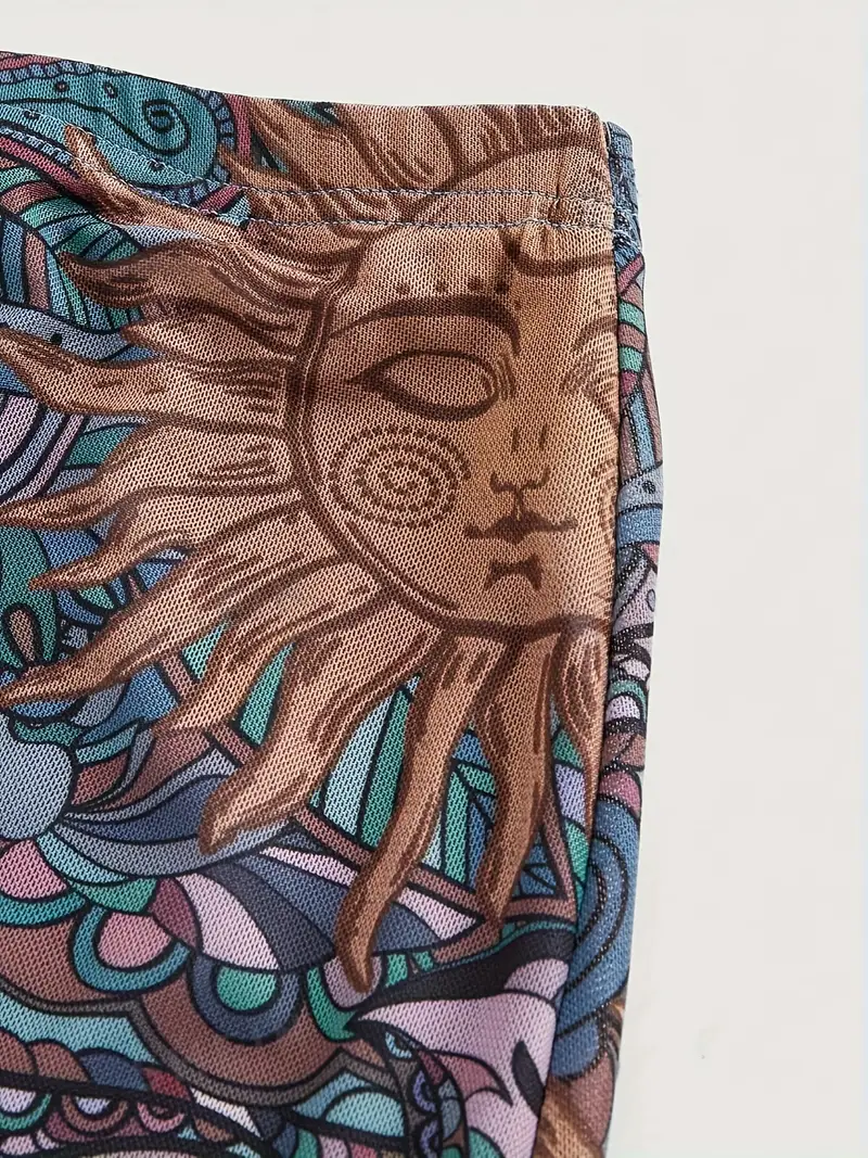 sun print high waist mermaid skirt y2k bodycon skirt for womens clothing details 2