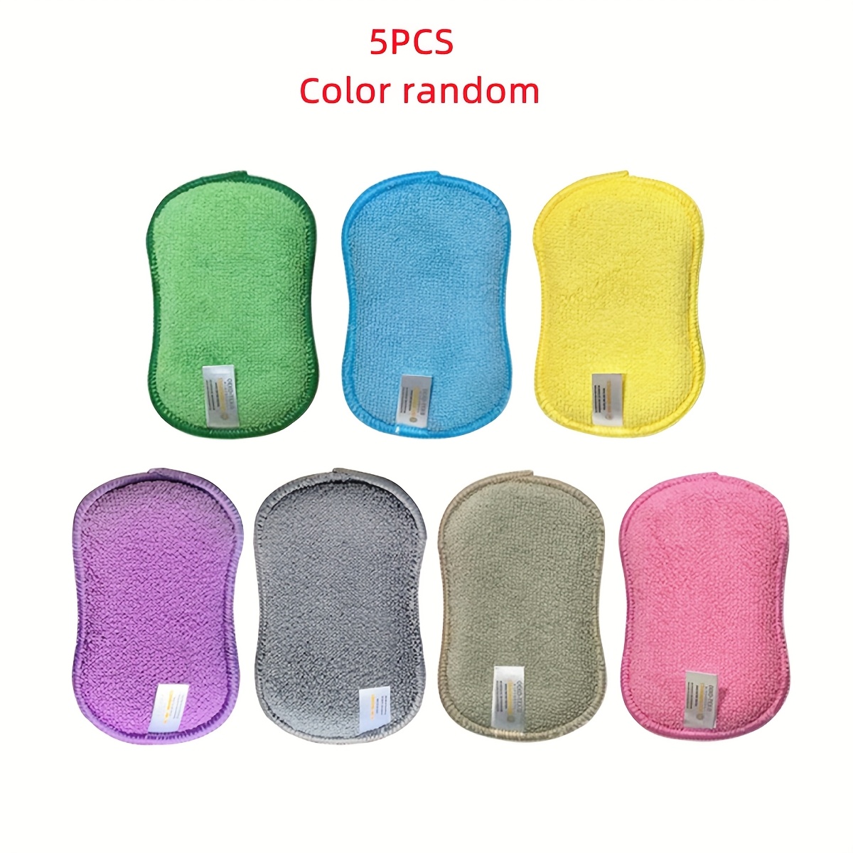 5/10pcs Kitchen Non-scratch Scrubbing Pad Color Multipurpose Scrub Pad With Microfiber Sponge Pad 2-in- Scrubber Dishwashing Scrub Sponge For Kitchen Cleaning Dishes And Cookware, Random Color