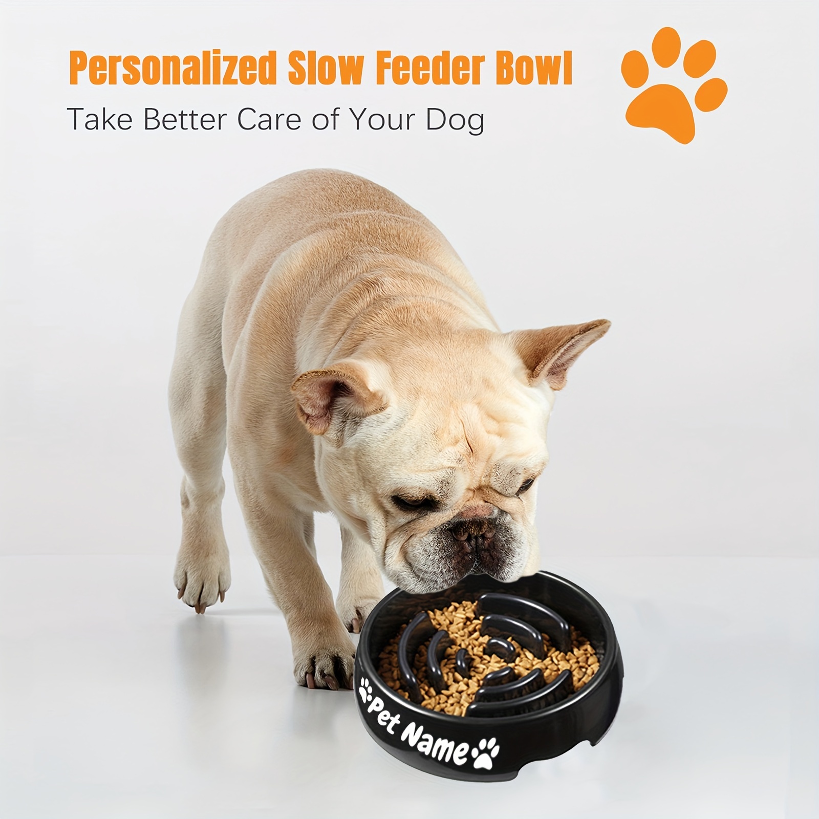 

Customizable Slow Feeder Dog Bowl - Non-slip, Interactive Design For Large & Medium Breeds - Promotes Healthy & Prevents Choking, Black