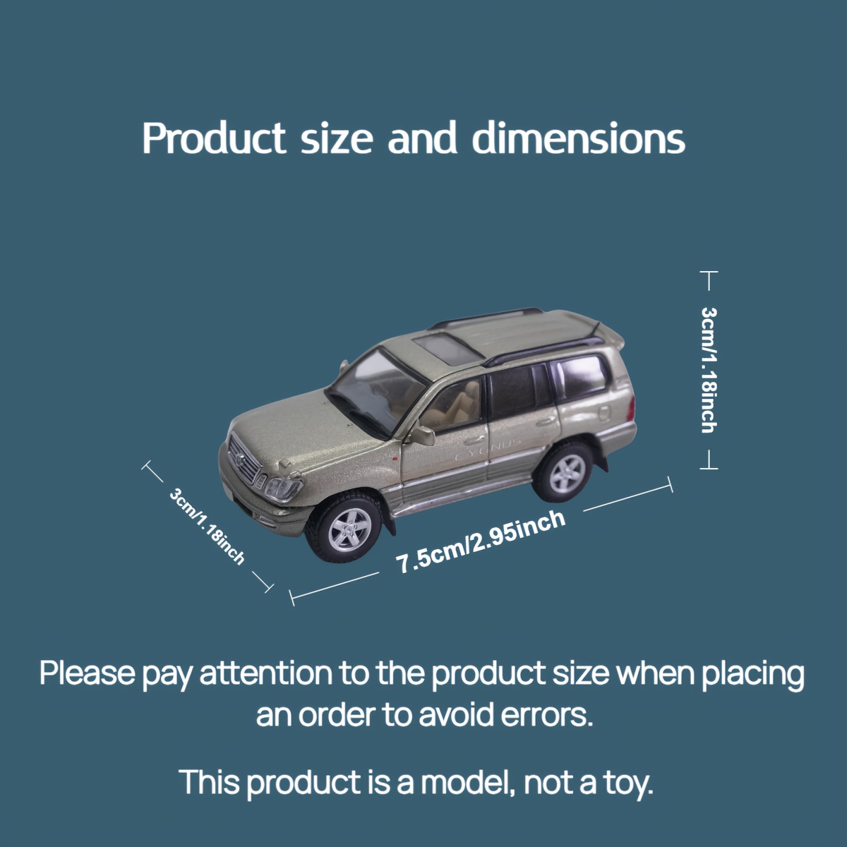 1:64 for TOYOTA Land Cruiser Cygnus Alloy Vehicle Model - Champagne Golden, Khaki Green, for Off-Road Vehicle Enthusiasts, Includes Display Case, Static Display, Detailed Reproduction, Suitable for Ages 14 and Up