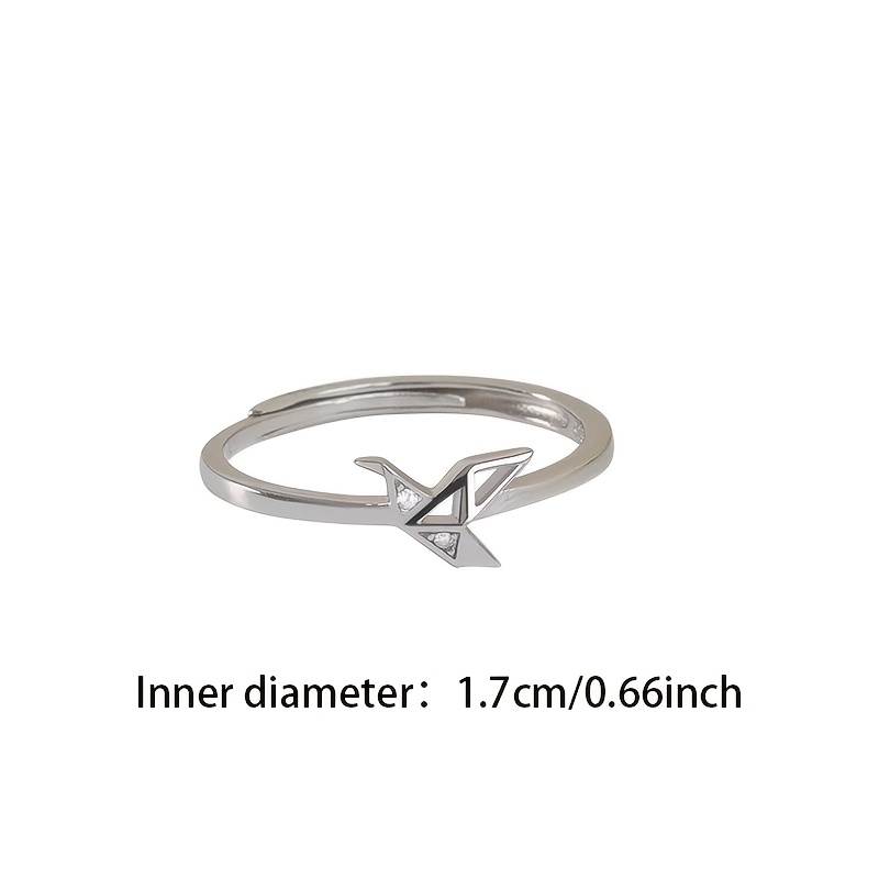 Women's Unique Origami Crane Ring with Synthetic Zirconia