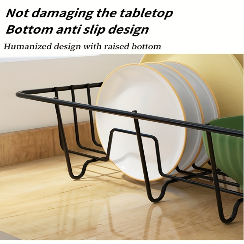 1pc metal 1 2 layer bowl dish rack space saving countertop organizer with drain basket chopsticks holder cutlery storage for   kitchen sink areas contemporary kitchenware   water drainage Product details 5