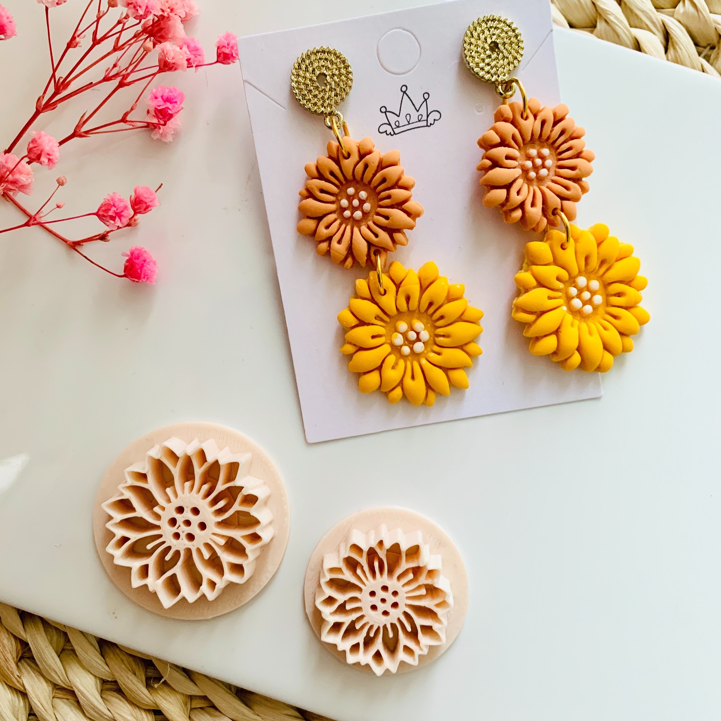 

Boho Chic Sunflower Clay Cutter Set (2pcs) - Perfect For Diy Earrings & Jewelry Crafting