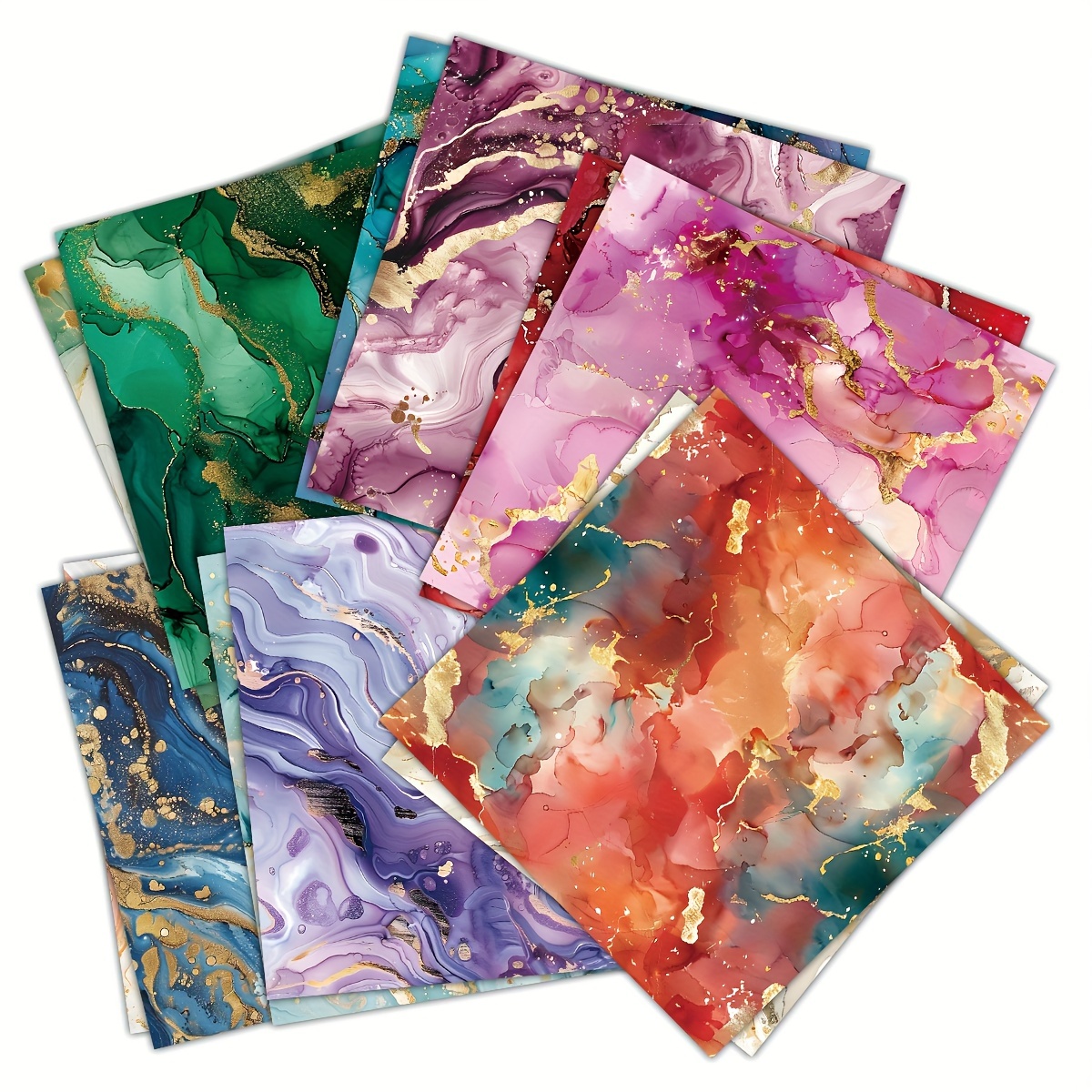 E-shop 24 Bögen Marmor Muster Papierblock, Marmor Muster Scrapbooking Cardstock Papierblöcke, 6"X6" Designer Papierblöcke Themen Kunst Sets, Junk