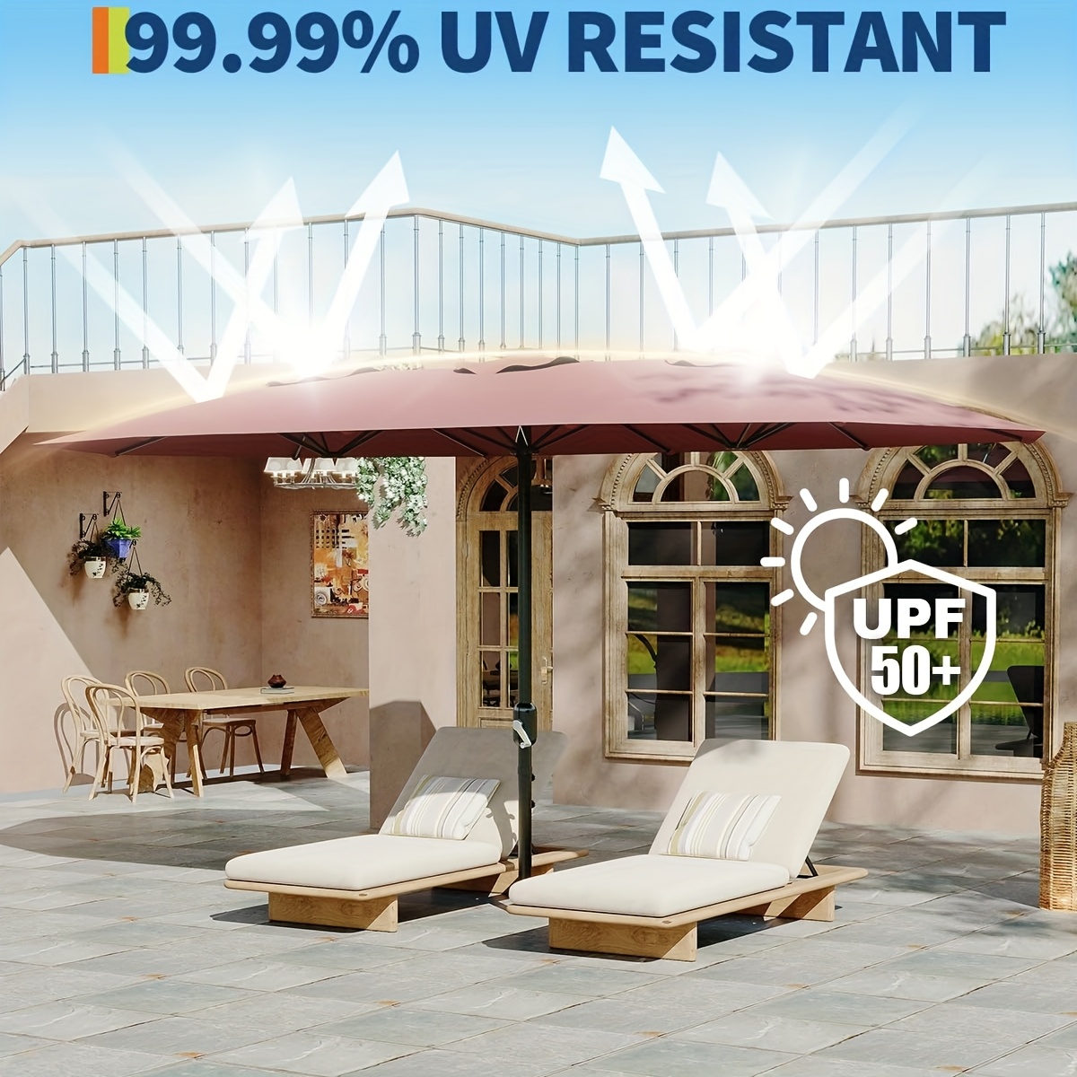 3 tiered patio umbrellas 3 Tiers Patio Umbrella Outdoor Table Umbrella Dark Gray / 9FT