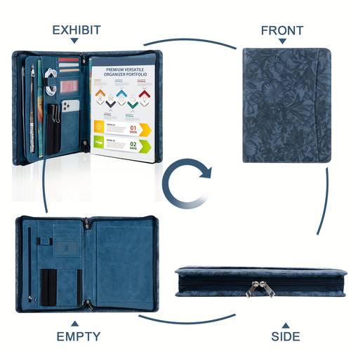 padfolio folio embossed leather portfolio with zipper professional document organizer with a4 notepad holder halloween christmas gifts for women