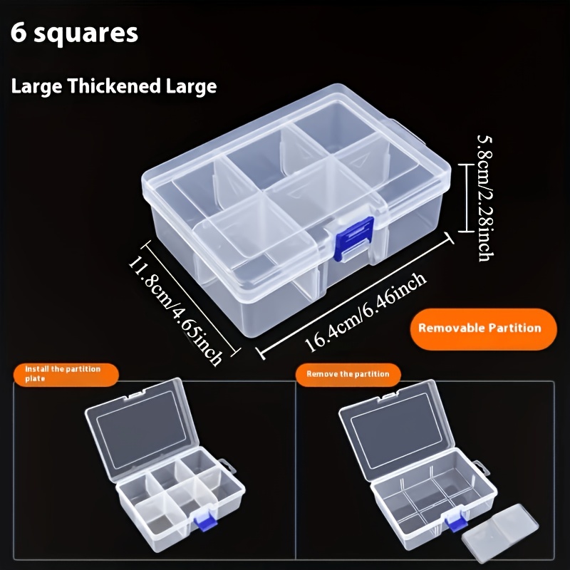 TEMU Abnehmbare transparente Aufbewahrungsbox aus Kunststoff mit 6/8 Fächern und auslaufsicherem Deckel – Langlebiger durchsichtiger Organizer für
