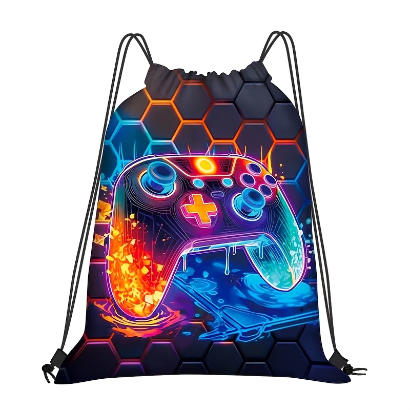 Image of 1pc Controller Pattern Drawstring Bag, Travel Shoe Pouch, Fitness And Sports Backpack, Outdoor Travel Drawstring Bag, Large Capacity And Durable, Drawstring Gym Bag