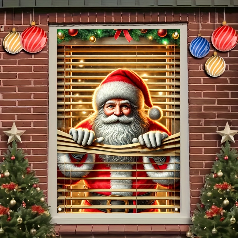 

2d Door Banner 1pc Hego Polyester Santa Claus Window Blind Decoration - Multipurpose Holiday Banner For Home & Outdoor, No Electricity Needed, Christmas & New Year Wall Hanging