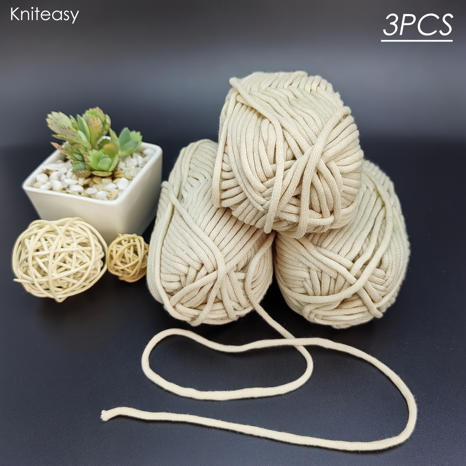 3pcs150g, 3mm Width And Quality Yarn For Injection, Soft And Elastic Yarn, Very Suitable For Macrame, Used For Bags, Cushions, Coasters, Dolls, Shoes, Hats, Etc