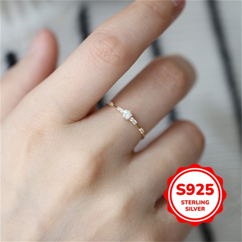 925 Sterling Silver Zirconia Ring Women'S Birthday Gift