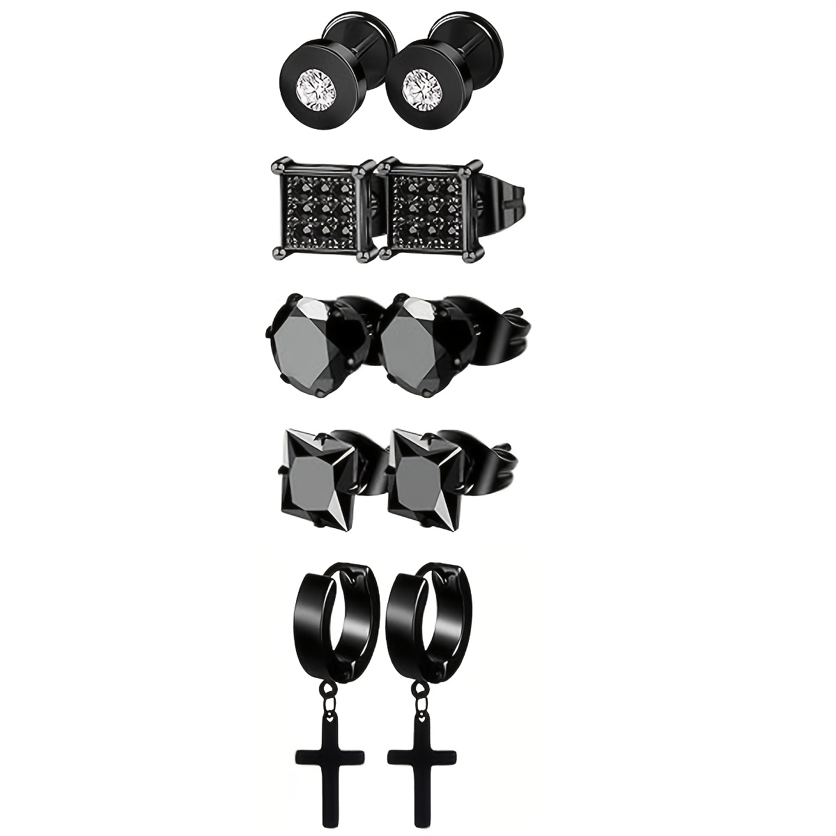 15 Pairs Stainless Steel Earrings Set for Men, Hypoallergenic