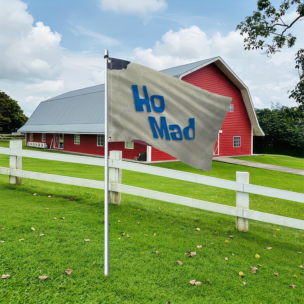 TEMU 1pc "ho Mad" Flag - And Beige, 100% Polyester, Durable And Fade-resistant, Suitable For Living Room, Bedroom, Office, Decor, Living Room