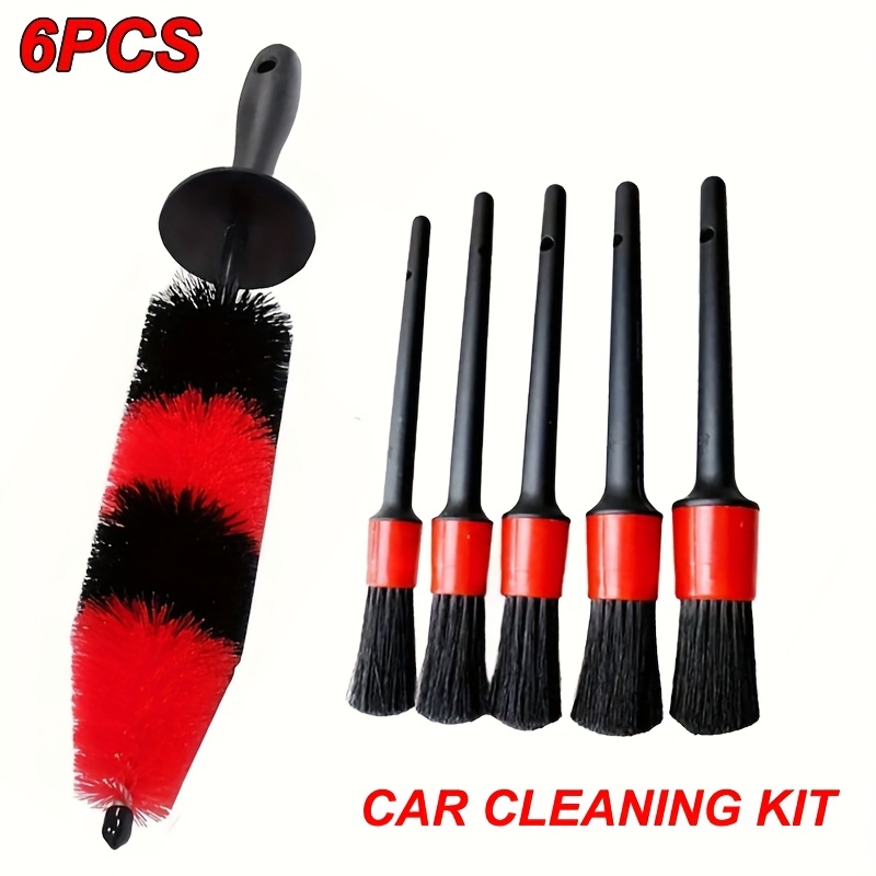 TEMU Set Of 6 Car Cleaning Brushes, Including A Drill Brush, Detailing Brush, And A Scrubber For Wheels And Tires, Along With Interior Cleaning Additions
