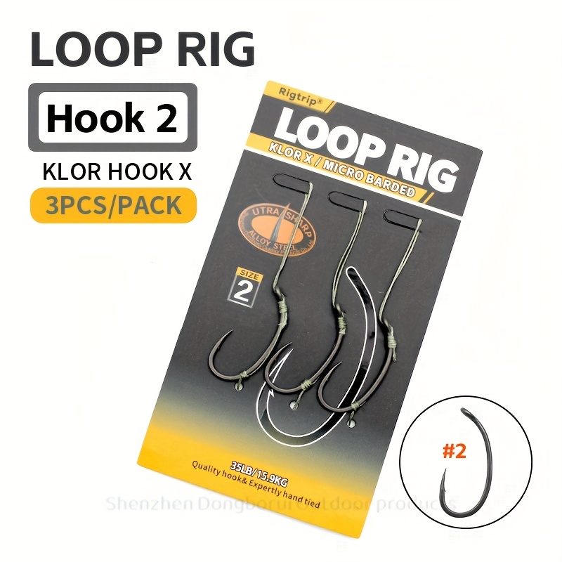 TEMU 3 stuks/verpakking Karper Vislijn Lus Rig 35LB/15,9kg KLOR HAK Maat 2 4 6 8 Kant-en-klare Zachte Haak Link Secties Combi Rig Haar Rigs Karper