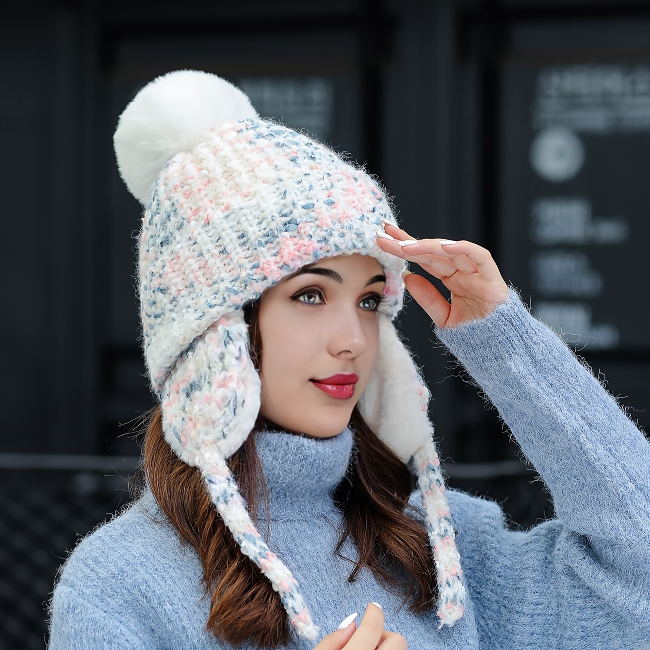Chapeau D'hiver Pour Femme Royalfashion Avec Pompon - Noir | - Magasin De Chaussures En Ligne
