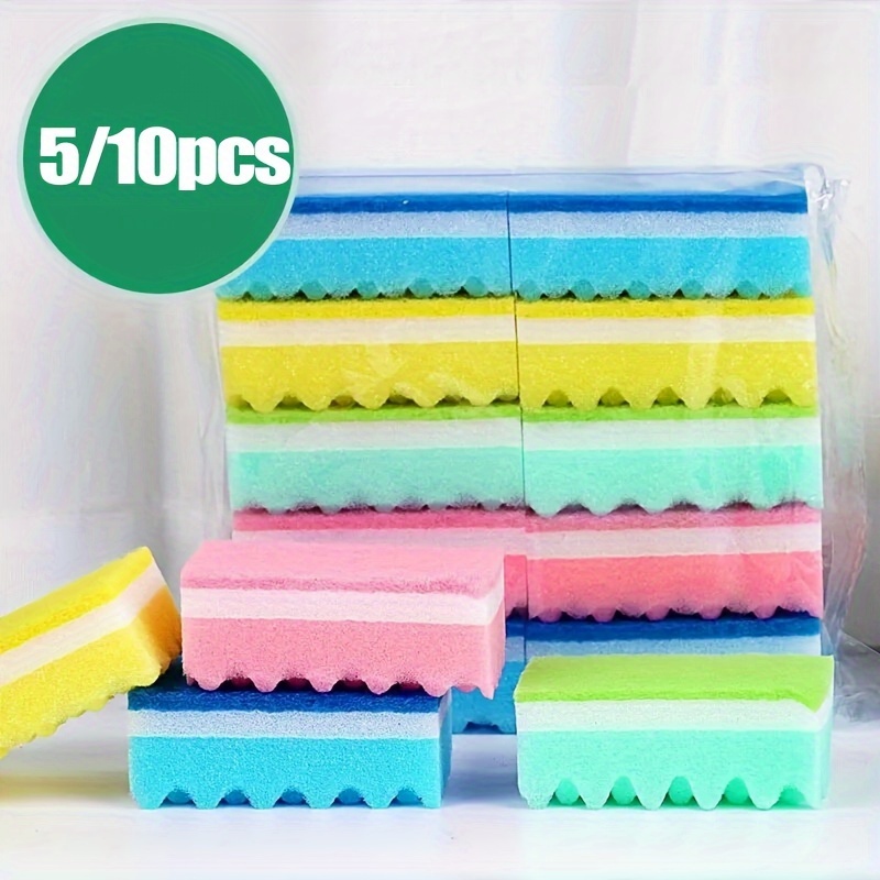 

5/10pcs Dishwashing Sponges - Microwave Safe, Ideal For Kitchen & Pot Scrubbing - Cleaning Pads, Random Colors