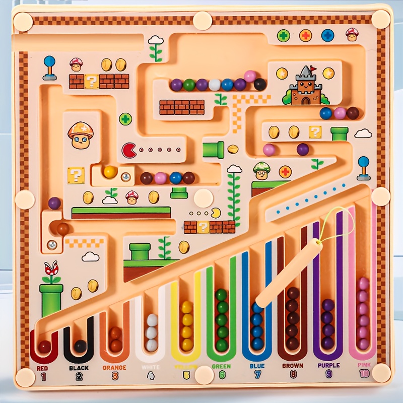 item picture magnetic maze bead   color recognition educational game with magnetic beads   toy for motor skills development christmas birthday holiday gift toy   design durable construction best for learning toy smooth drawing lightweight game family playtime kids   fun and safe magnetic board