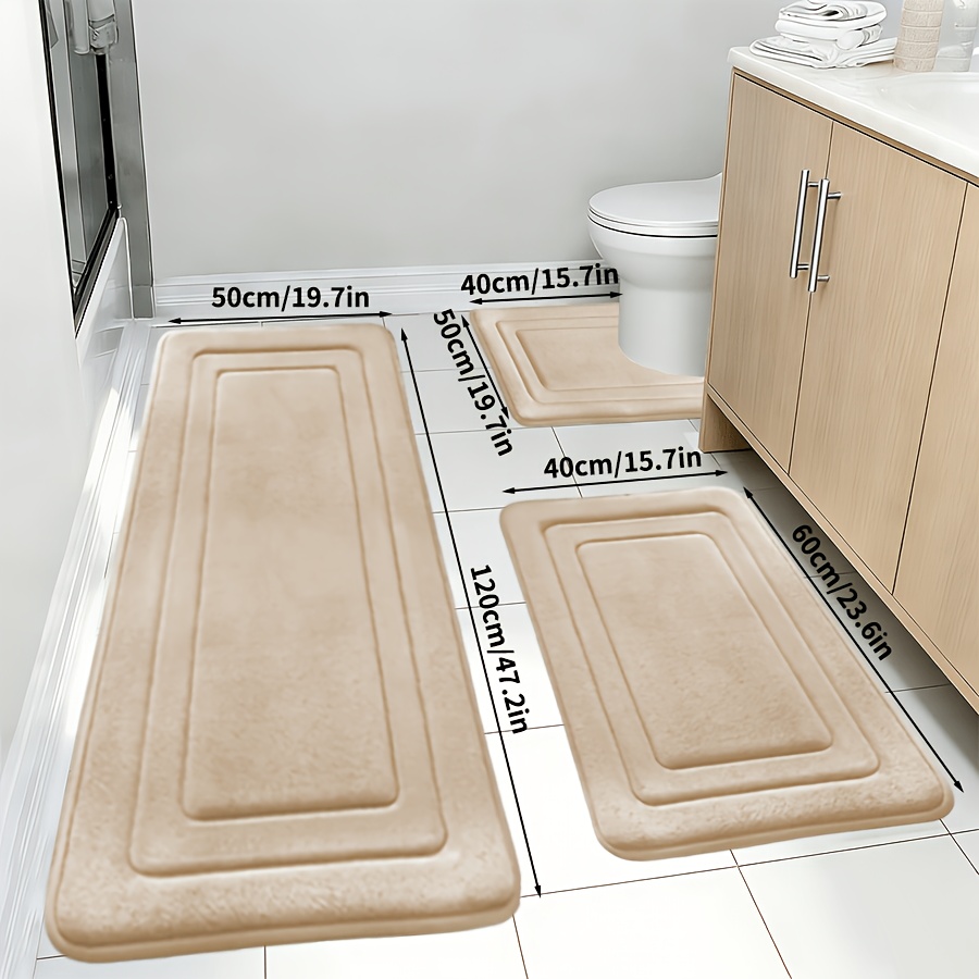TEMU 3pcs Bathroom Anti-slip Floor Mats, Super Absorbent, Easily Wipes Away Water Stains From Feet, U-shaped Toilet Rug Carpet, A Home Essential,