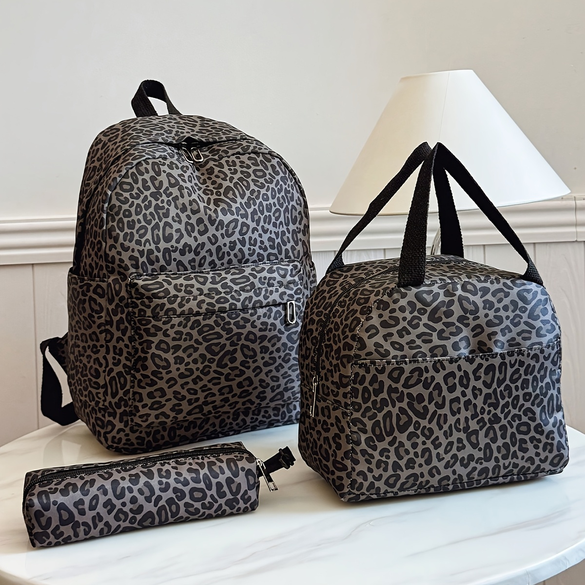TEMU Leopard Print Backpack For Women//college Students/graduates/postgraduates, Casual School Style, Multi-functional Bag With Laptop Compartment,