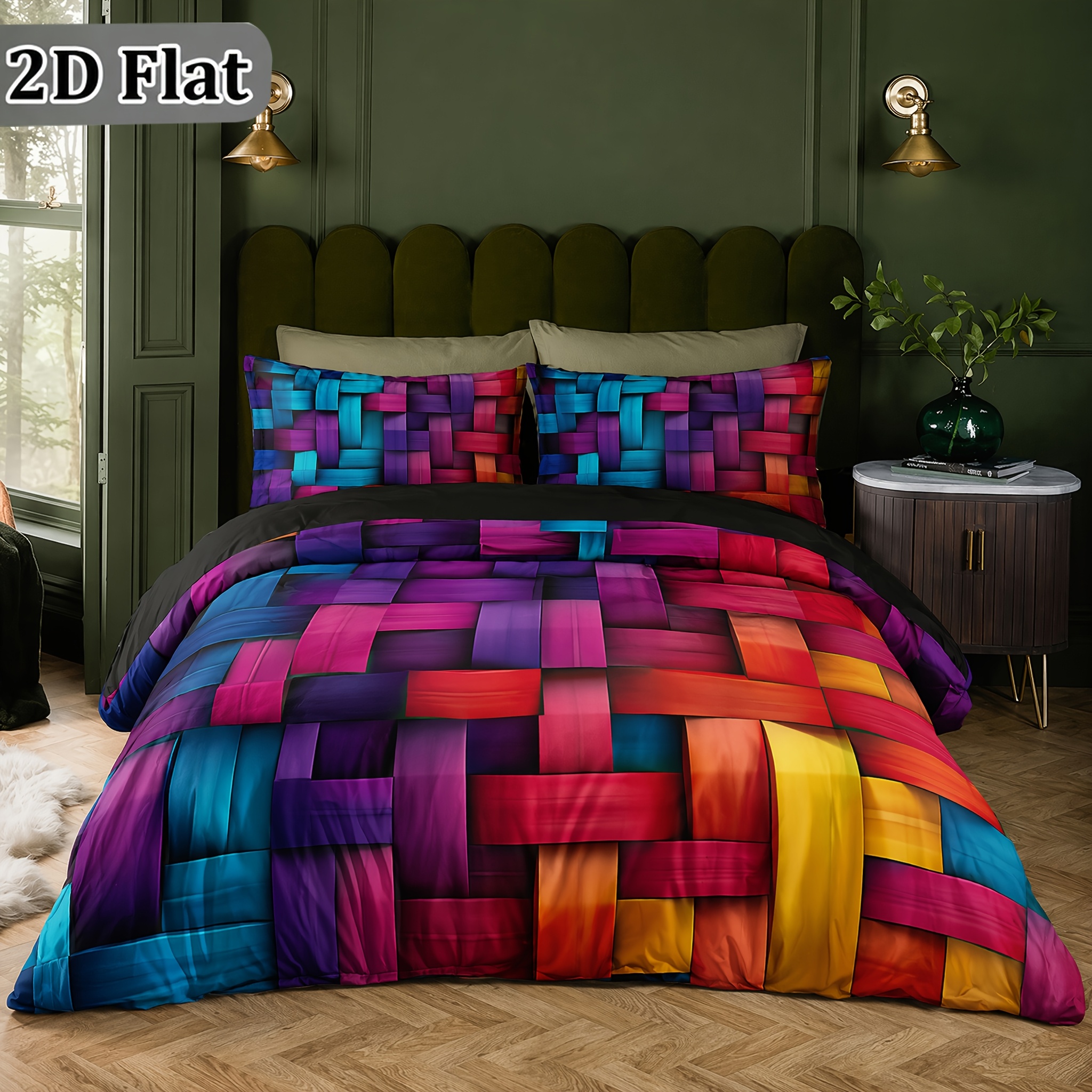 TEMU 2d Flat 2/3pcs Digital Printed Duvet Cover Set, Suitable For , Versatile Color Matching, Durable And Easy To , Machine Washable, 4 Sizes(single,