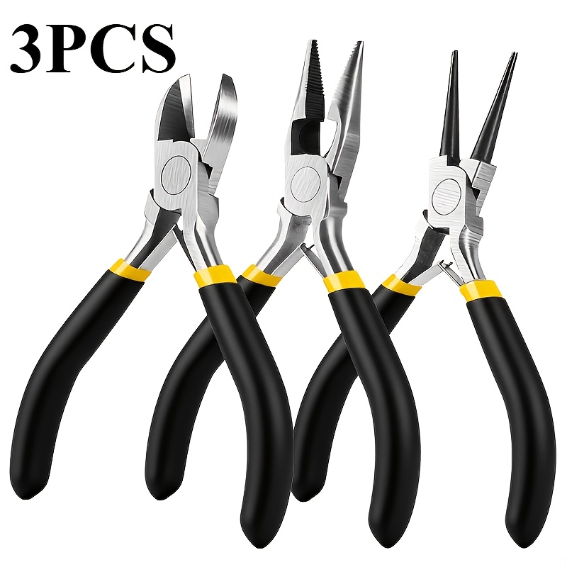 Temu – TEMU 3pcs Black Portable Precision Jewelry Making Pliers, Pointed Nose Pliers, Curved Mouth Pliers, Scissor Pliers, Multifunctional Hand Pliers,
