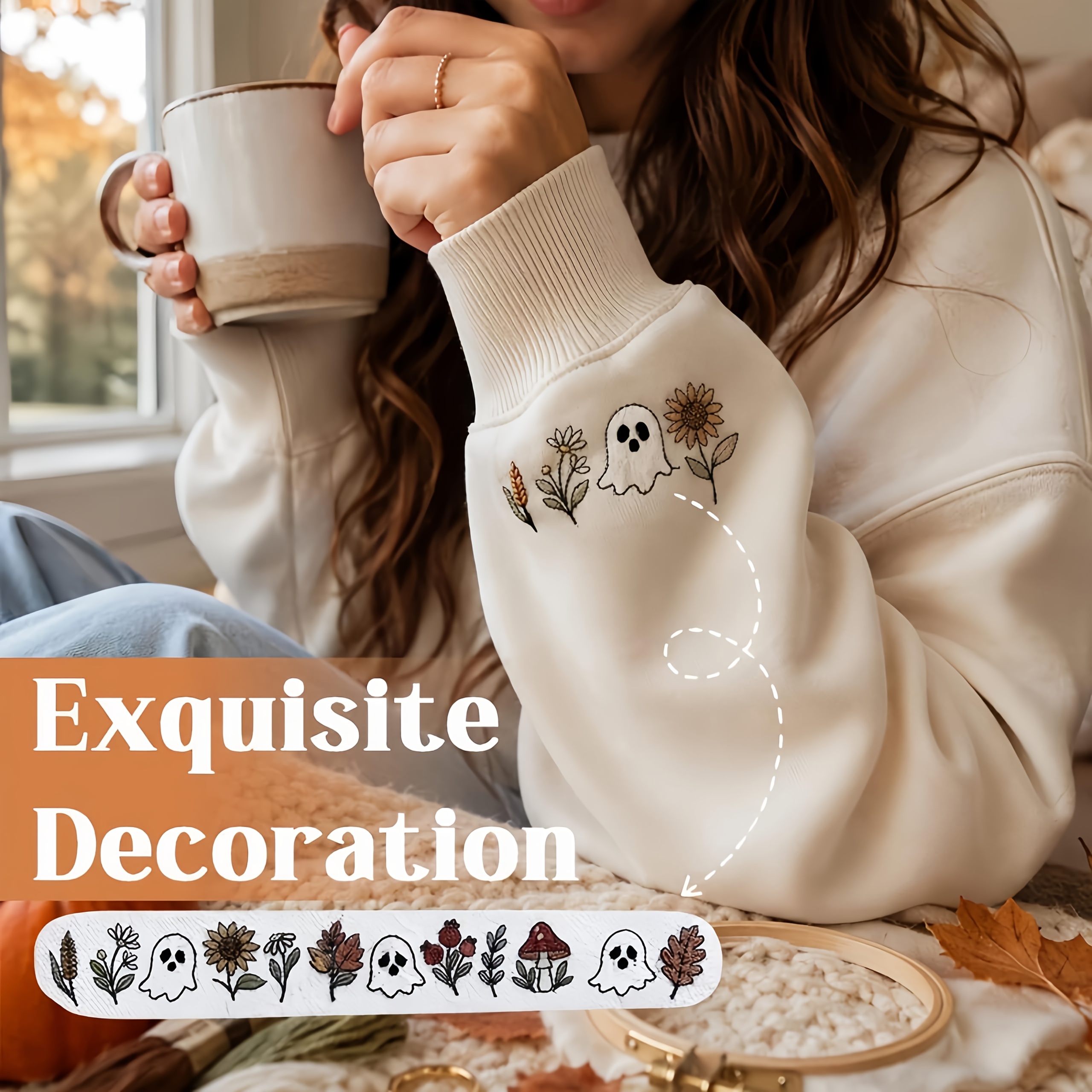 Halloween Water Soluble Embroidery Pattern Set, 7pcs