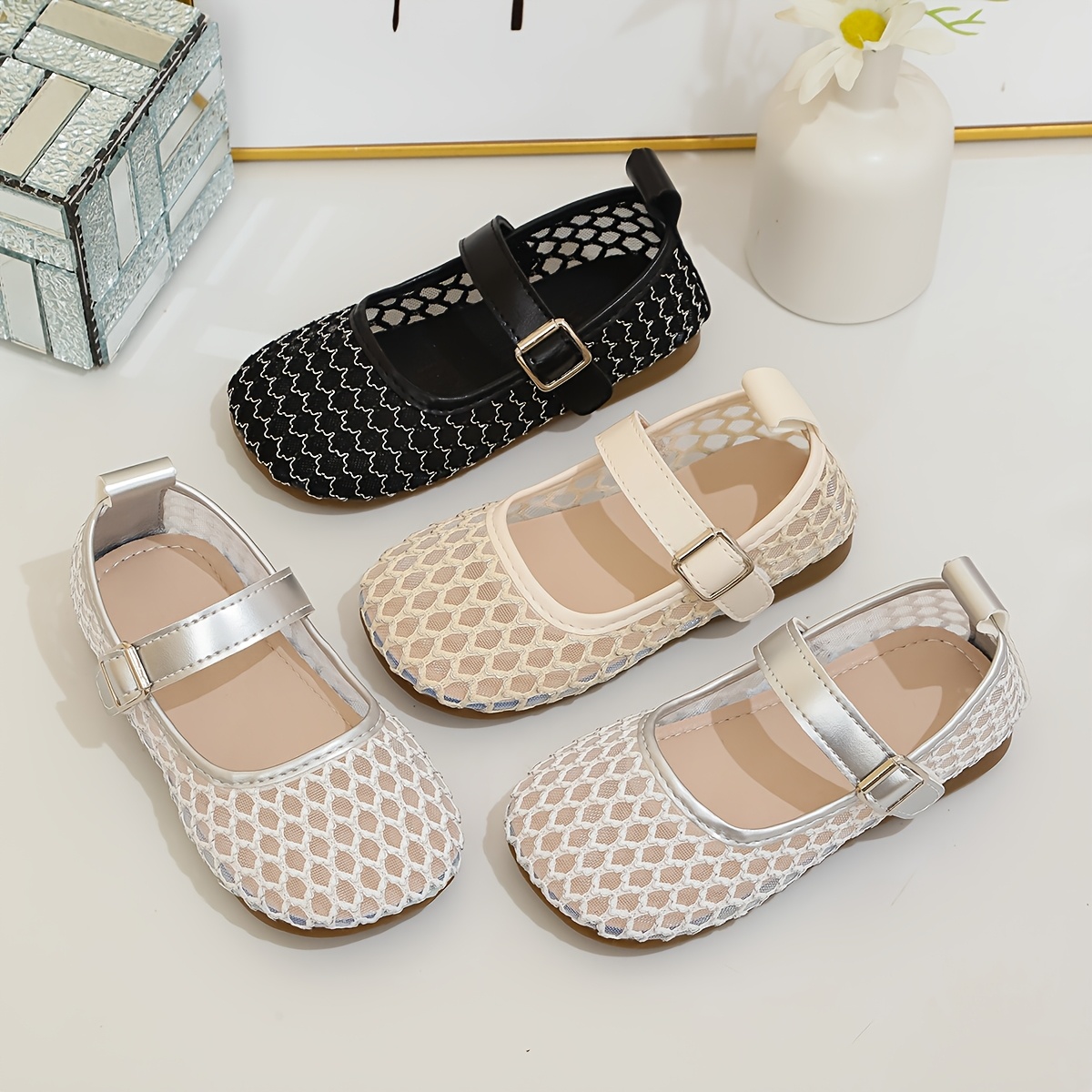 girls fashion sandals dance shoes 2026 spring summer new breathable mesh shoes hollow out single shoes little girl princess shoes
