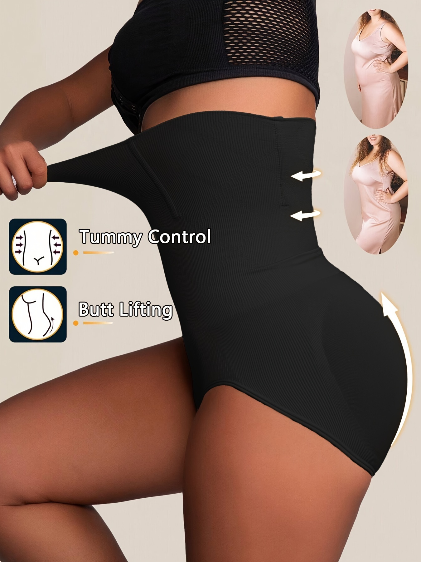 1pc Women'S High-Waist Postpartum Shapewear Briefs, Seamless Nylon Knit Fabric, Solid Color, Tummy Control & Butt Lifting, Slimming Body Shaper Panties