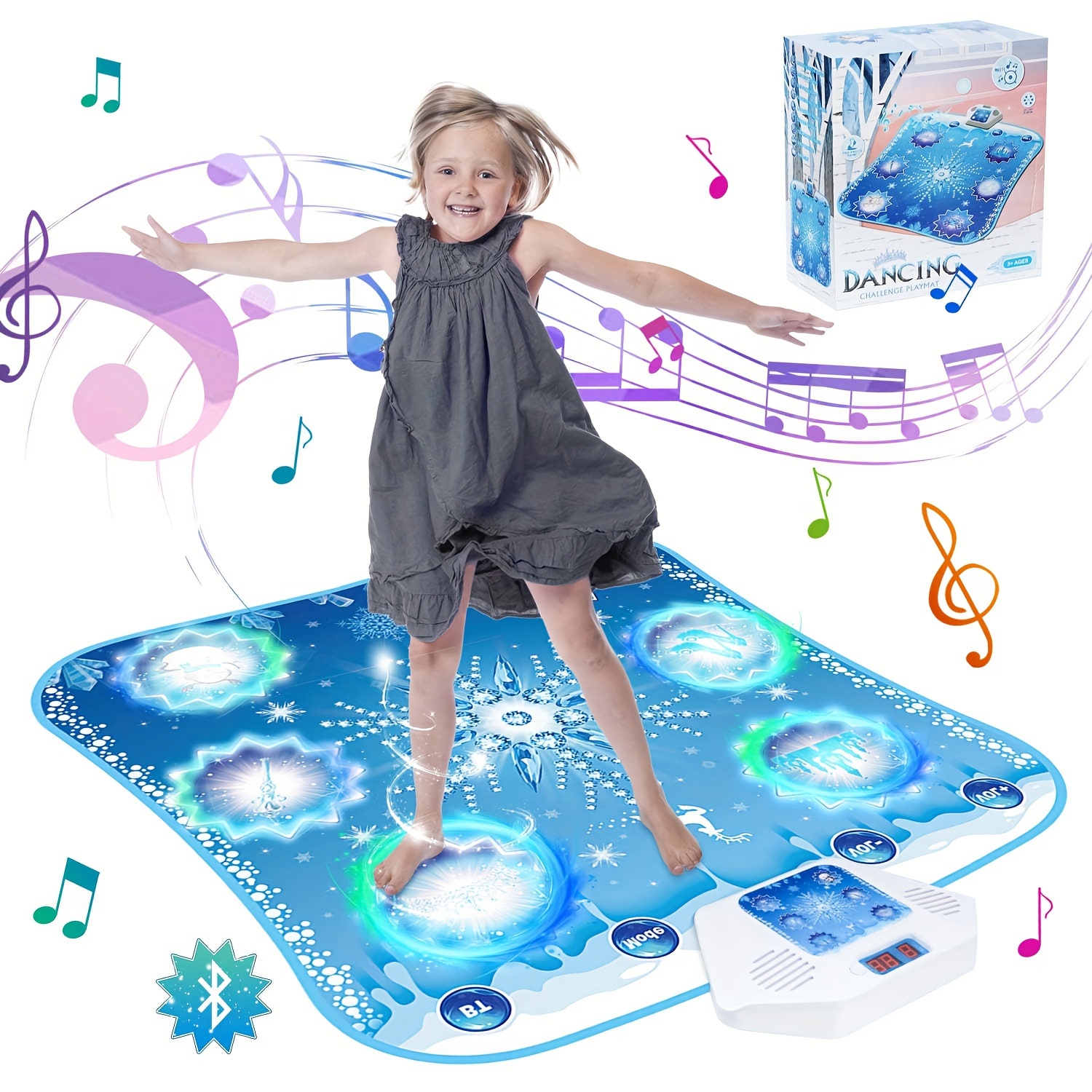 Joyjoz Alfombrilla de baile de juguete de regalo para niños de 3 a 12 años,  almohadilla de baile de música electrónica con Bluetooth inalámbrico, 5