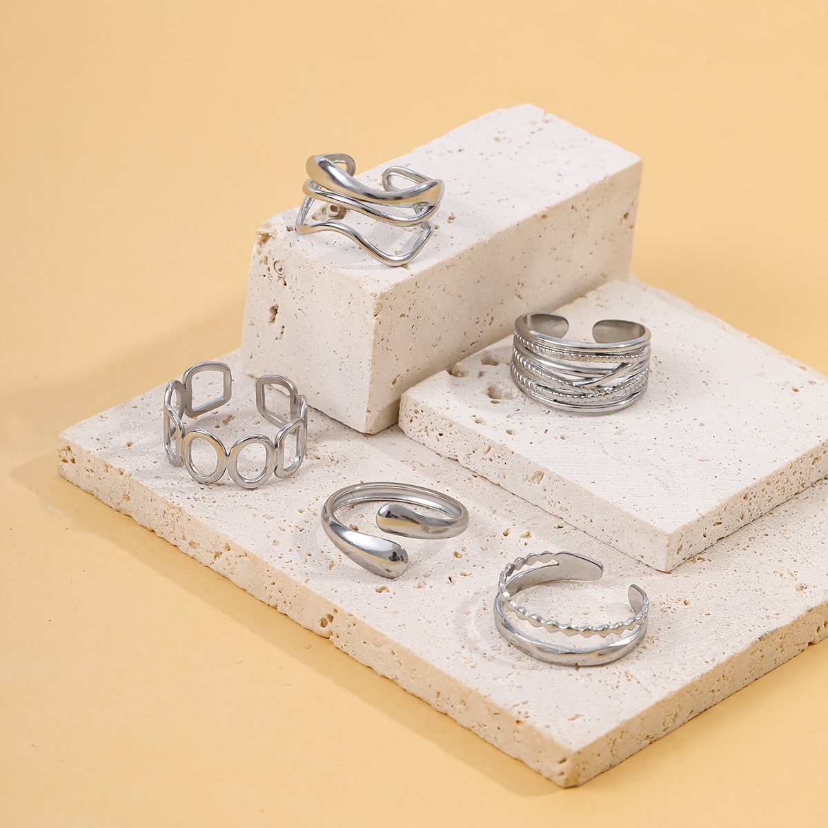 5pcs Unisex Stylish Minimalist Couple Rings Set