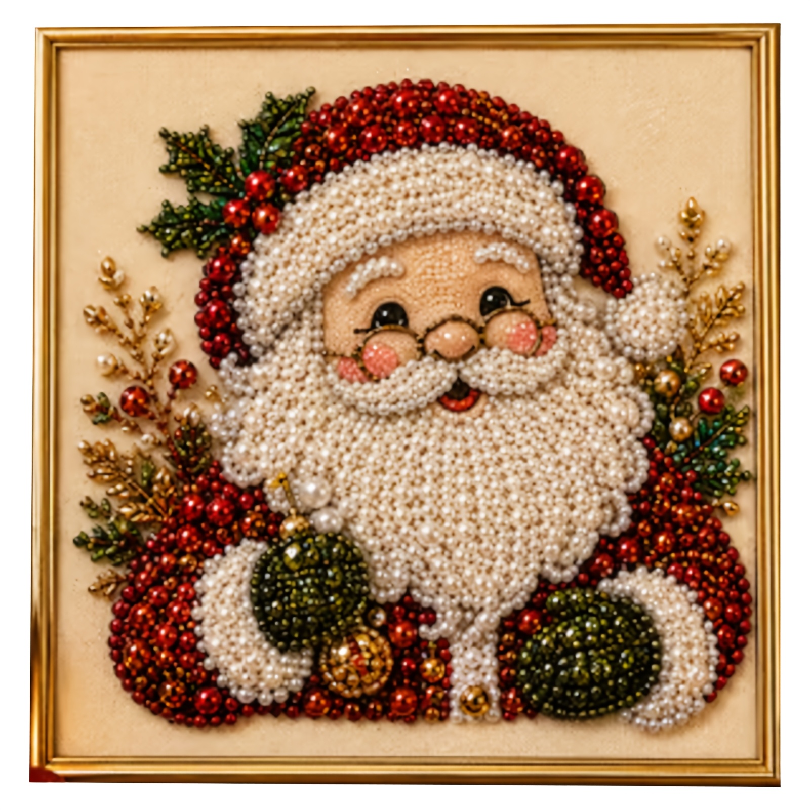TEMU Christmas Pearl And Diamond Painting Art Kit, Including Painting And Christmas Pearl Bead Art Crafts, Suitable For Adult Beginners, Gemstone And
