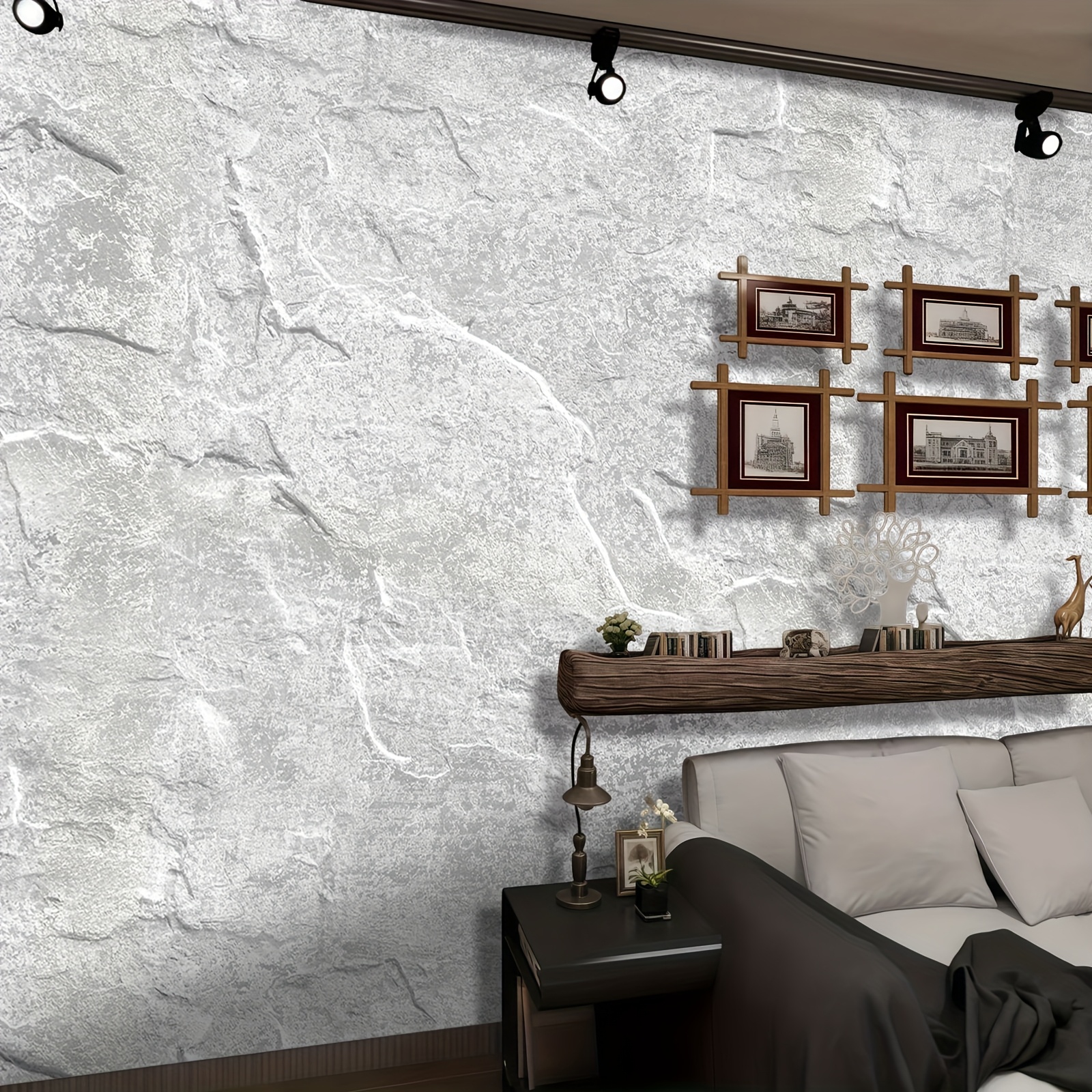 Image of Gray-white Stone Texture Self-adhesive Wallpaper, Suitable For Living Room, Bedroom Decoration, Style Durable Film, Easy To Cut Furniture Wallpaper, Interior Designer Special