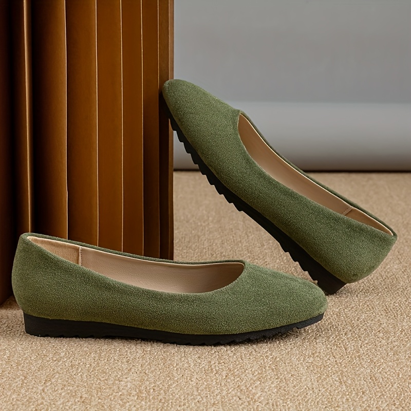 Shoes Olive Green Flats Women's Slip Round Toe Flats Olive Green