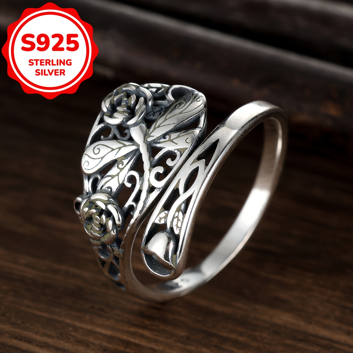 

2.8g Vintage 925 Sterling Silvery Dragonfly Ring For Women, Bohemian Style, Date And Party Gift